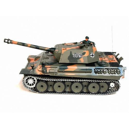 Радиоуправляемый танк Пантера с дымом, железными гусеницами, свет, звук (52 см)